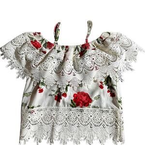 Floral Lace Off-Shoulder Boho Top – Romantic & Chic